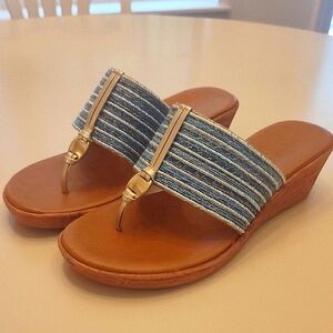 Italian Shoemakers Aby Blue & Silver Wedge Sandals